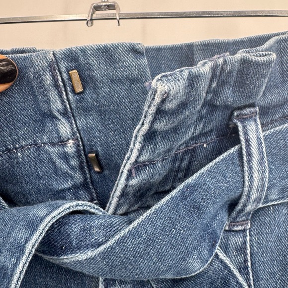 Madewell Wide Leg High Rise Denim Jeans Belted Culottes Medium Wash Size 24 - Picture 8 of 10